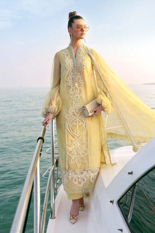 Maria B | Lawn Vol-26 4A-Unstitched "Yellow" Formal Festive Wear | 3pc