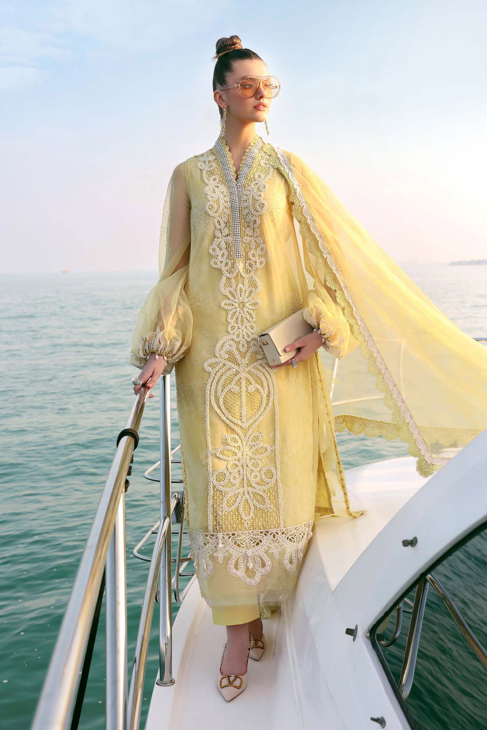 Maria B | Lawn Vol-26 4A-Unstitched "Yellow" Formal Festive Wear | 3pc