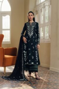 Afrozeh | Day Break Unstitched Lawn Formal Festive Wear "Black" D05 | 3pcs.
