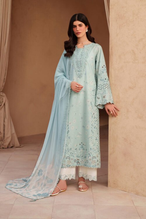 Iznik | Eid Lawn Unstitched Collection 26 Formal Festive Wear "Blue" EL-05 | 3Pcs.