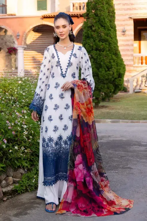 Adan’s Libas | Lasserkari Lawn 26 Unstitched Formal Festive Wear "White" D06 | 3pcs.