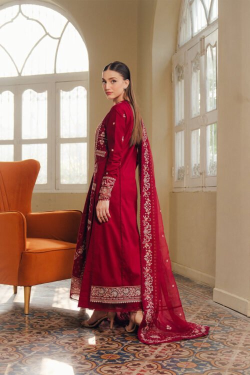 Afrozeh | Day Break Unstitched Lawn Formal Festive Wear "Red" D07 | 3pcs.