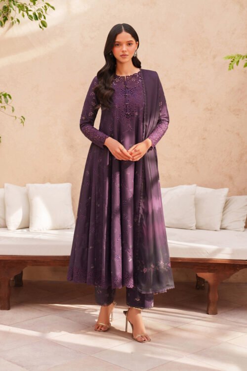 Iznik | Eid Lawn Unstitched Collection 26 Formal Festive Wear "Purple" EL-08 | 3Pcs.