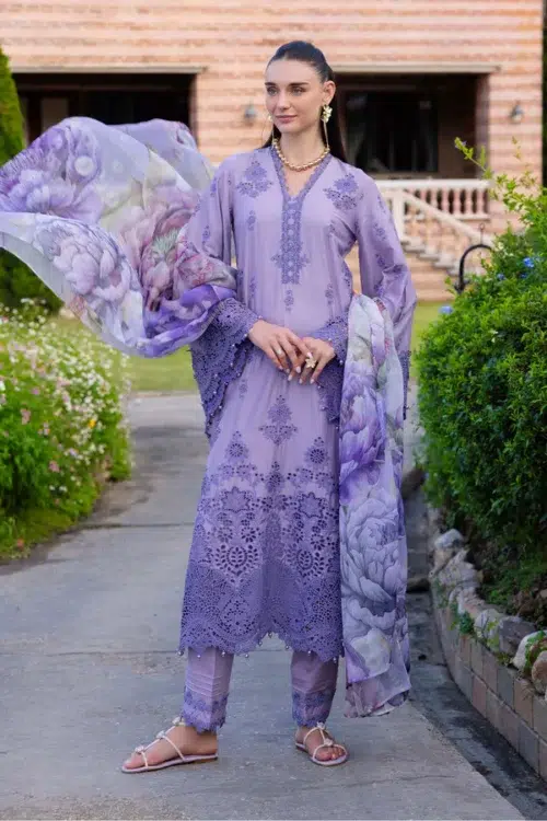 Adan’s Libas | Lasserkari Lawn 26 Unstitched Formal Festive Wear "Blue" D08 | 3pcs.