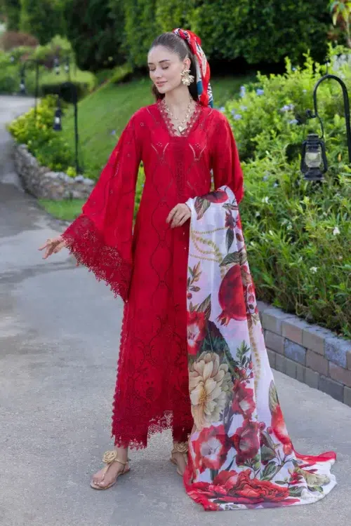 Adan’s Libas | Lasserkari Lawn 26 Unstitched Formal Festive Wear "Red" D09 | 3pcs.