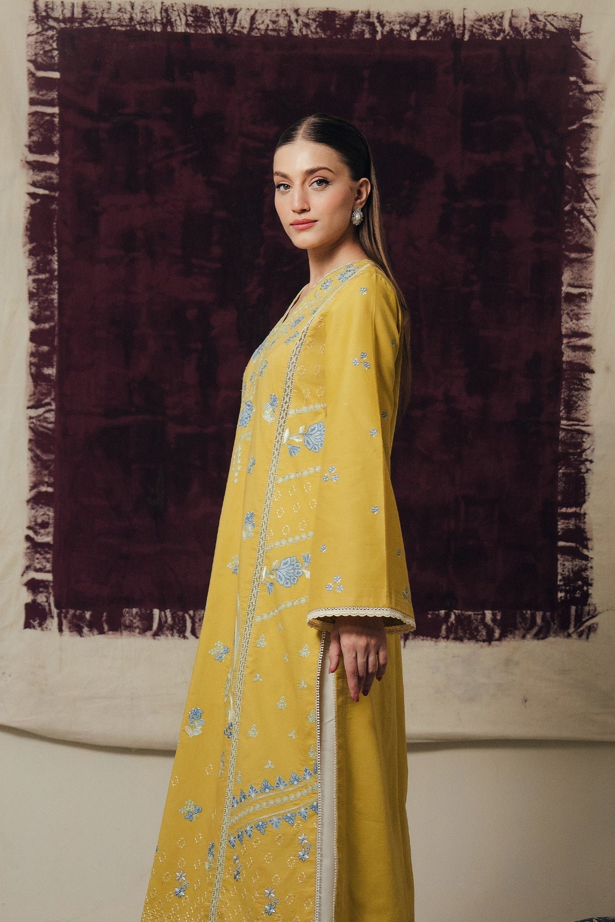 Afrozeh | Day Break Unstitched Lawn Formal Festive Wear "Yellow" D09 | 3pcs. - Image 2