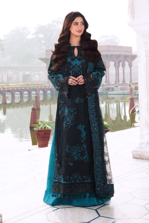 Imrozia | Serene Sajal Bridal 26' Vol 02 Unstitched Organza Wedding Dress I-256 "Blue" | 3 Pcs.