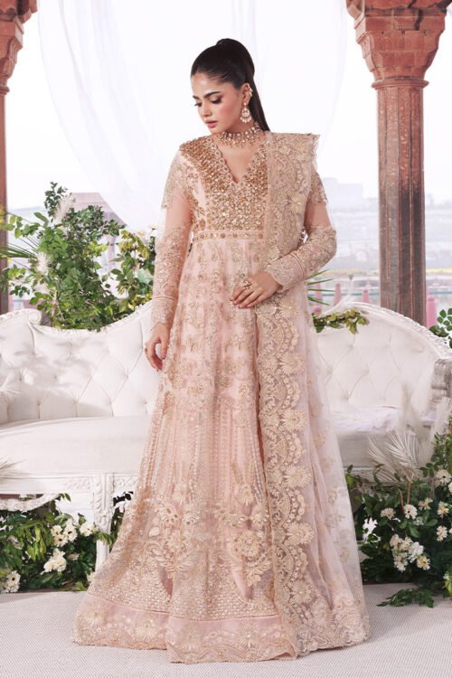 Imrozia | Serene Sajal Bridal 26' Vol 02 Stitched Organza Wedding Dress "Pink" | Gown 3 Pcs.