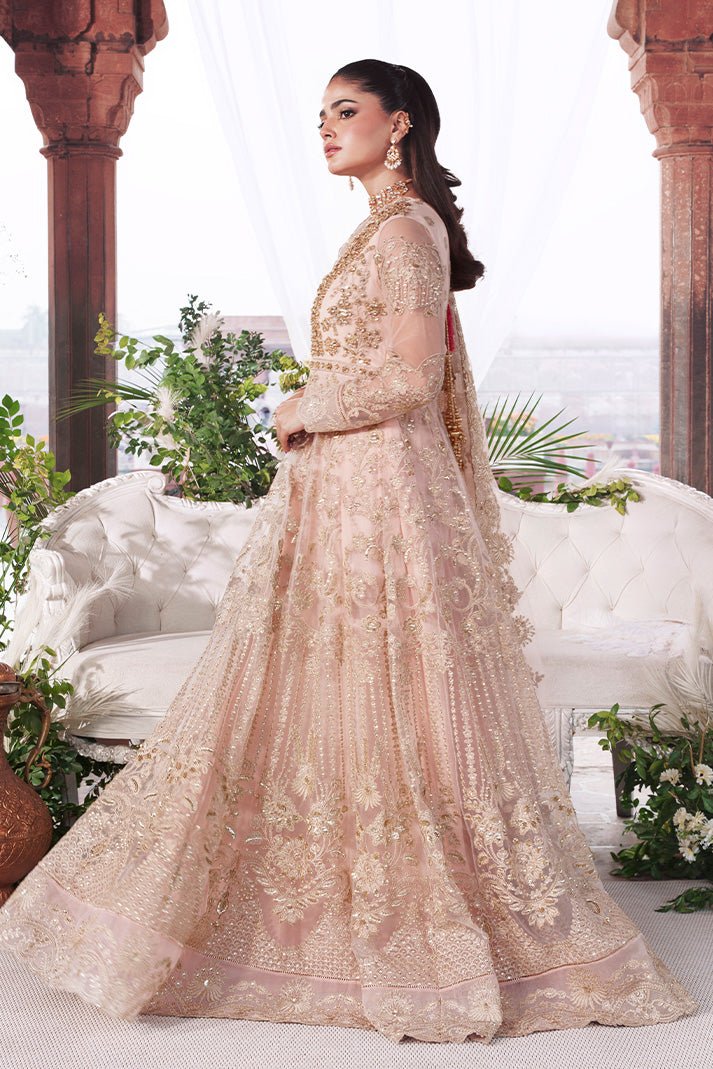Imrozia | Serene Sajal Bridal 26' Vol 02 Stitched Organza Wedding Dress "Pink" | Gown 3 Pcs. - Image 4