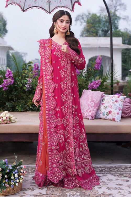 Imrozia | Serene Sajal Bridal 26' Vol 02 Stitched Organza Wedding Dress "Pink" | Gown 3 Pcs.