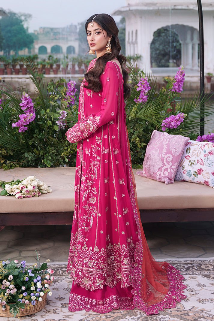 Imrozia | Serene Sajal Bridal 26' Vol 02 Stitched Organza Wedding Dress "Pink" | Gown 3 Pcs. - Image 2