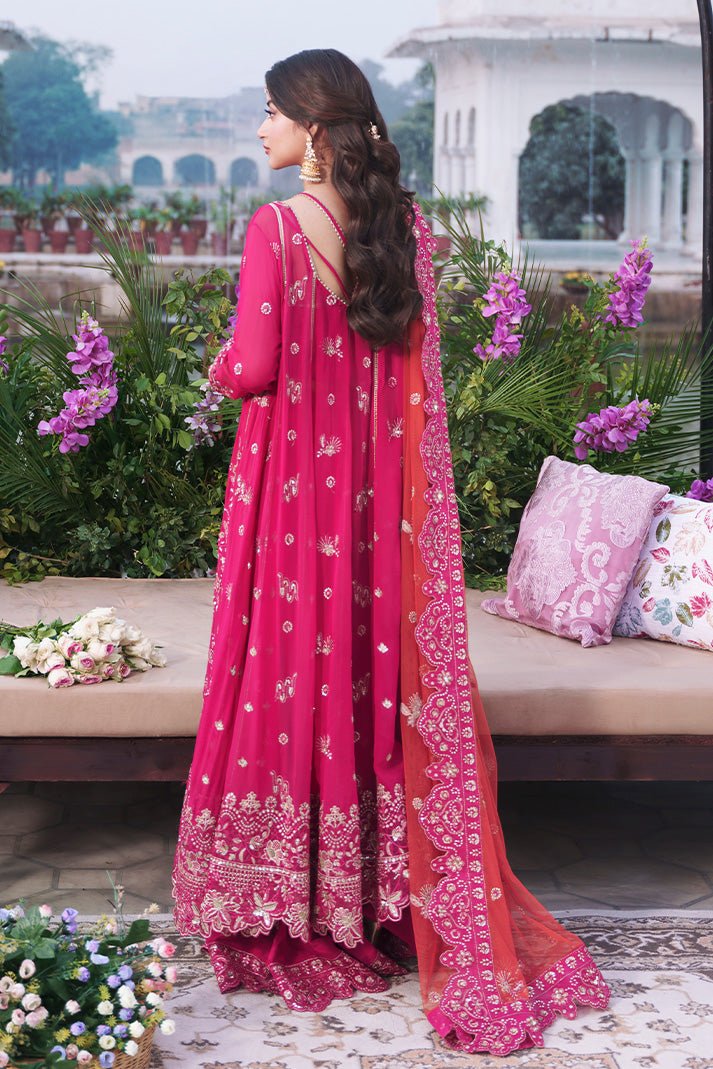 Imrozia | Serene Sajal Bridal 26' Vol 02 Stitched Organza Wedding Dress "Pink" | Gown 3 Pcs. - Image 4