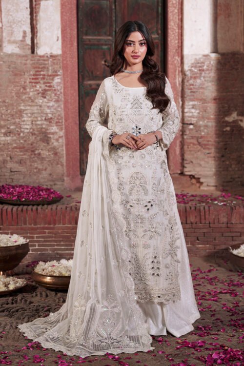 Imrozia | Serene Sajal Bridal 26' Vol 02 Stitched Organza Wedding Dress "White" | 3 Pcs.