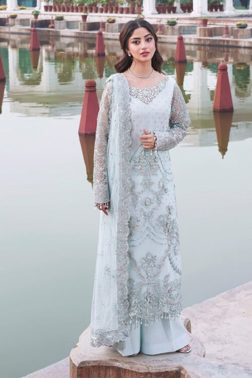 Imrozia | Serene Sajal Bridal 26' Vol 02 Unstitched Organza Wedding Dress I-262 "Blue" | 3 Pcs.