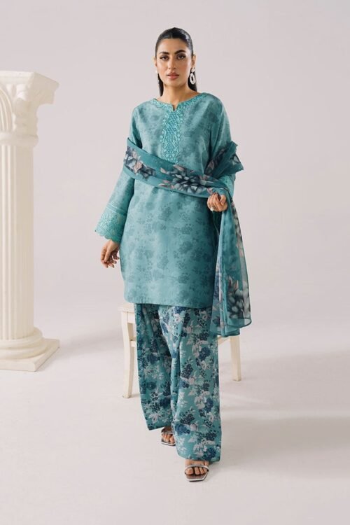 Imrozia Serene | Floral Atelier Lawn’26 V-1 Stitched "Blue" Formal Festive Wear | L11-3pc