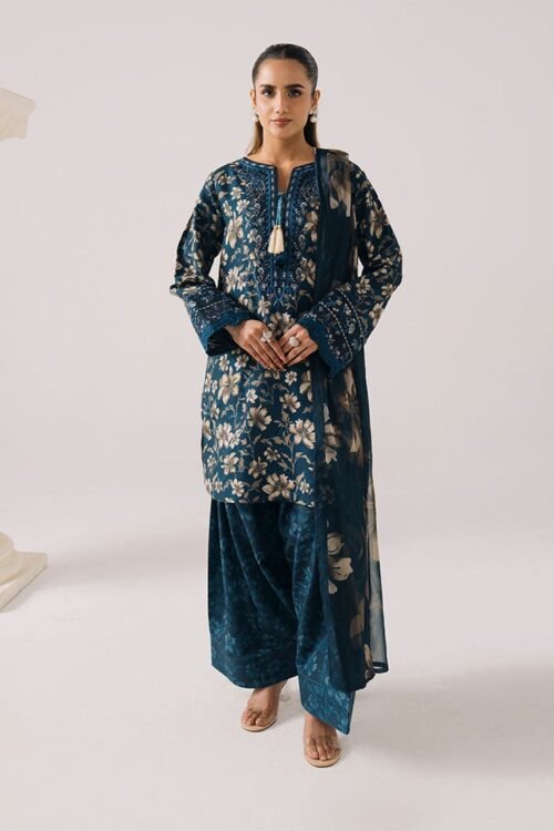 Imrozia Serene | Floral Atelier Lawn’26 V-1 Stitched "Blue" Formal Festive Wear | L13-3pc