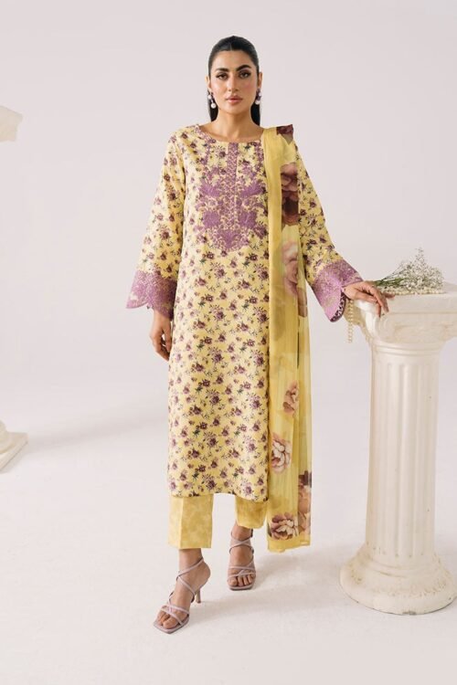 Imrozia Serene | Floral Atelier Lawn’26 V-1 Stitched "Yellow" Formal Festive Wear | L16-3pc