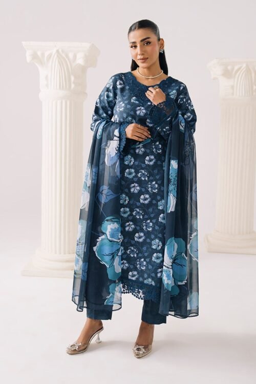 Imrozia Serene | Floral Atelier Lawn’26 V-1 Stitched "Blue" Formal Festive Wear | L18-3pc