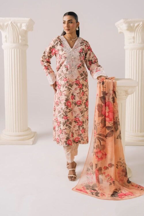 Imrozia Serene | Floral Atelier Lawn’26 V-1 Stitched "Pink" Formal Festive Wear | L19-3pc