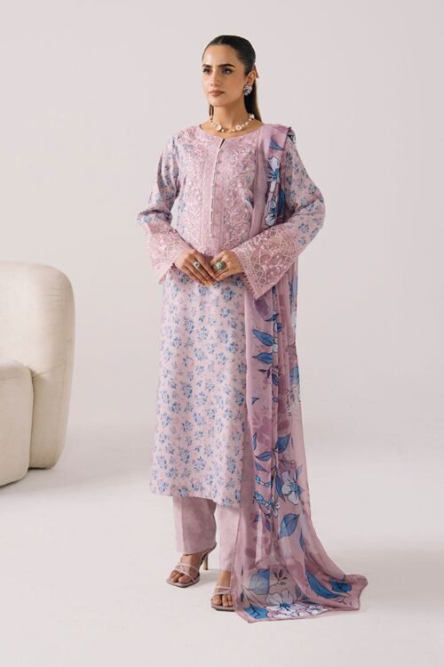 Imrozia Serene | Floral Atelier Lawn’26 V-1 Stitched "Pink" Formal Festive Wear | L21-3pc