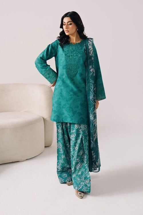 Imrozia Serene | Floral Atelier Lawn’26 V-1 Stitched "Green" Formal Festive Wear | L22-3pc