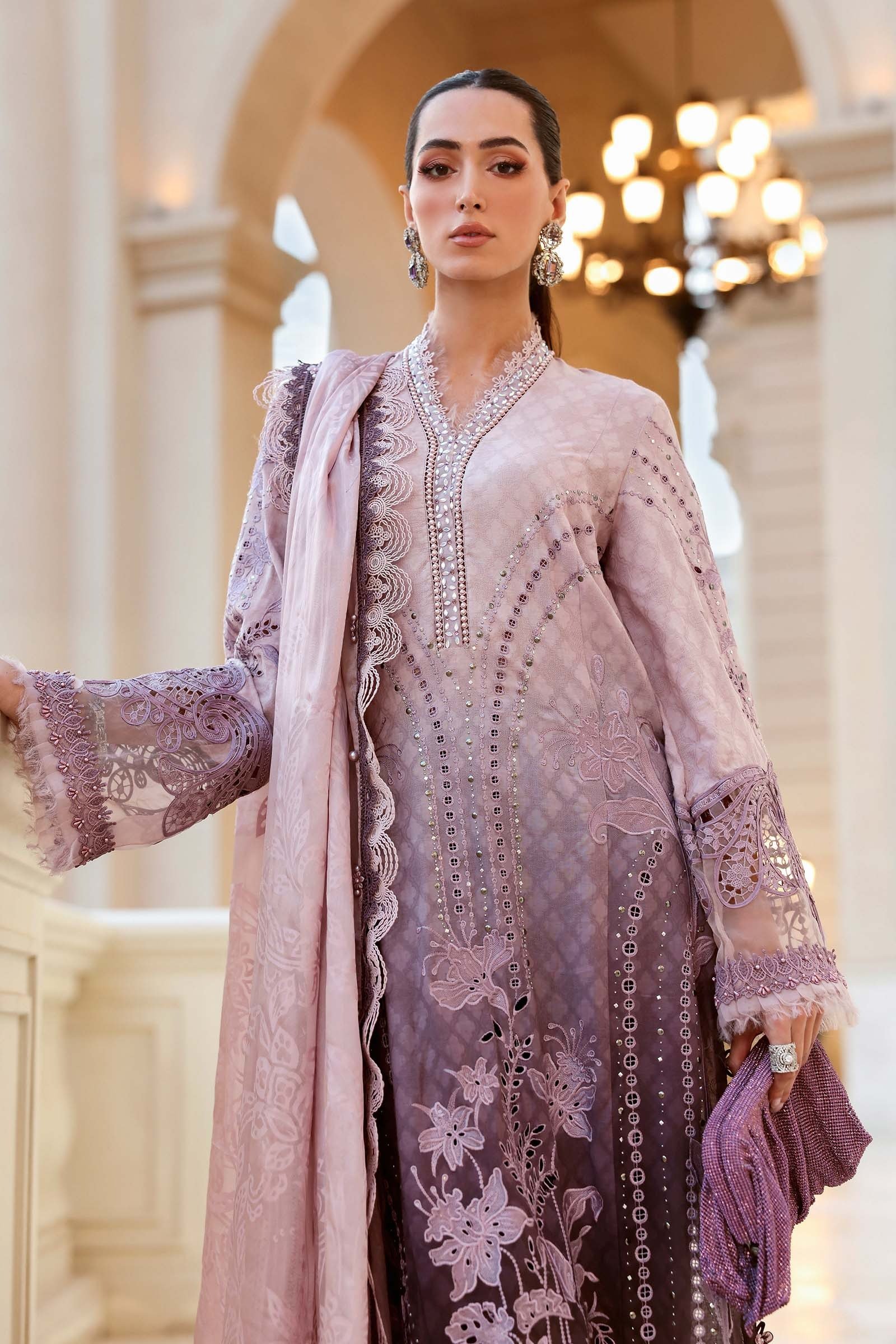Maria B | Lawn Vol-26 1B-Unstitched "Purple" Formal Festive Wear | 3pc - Image 3