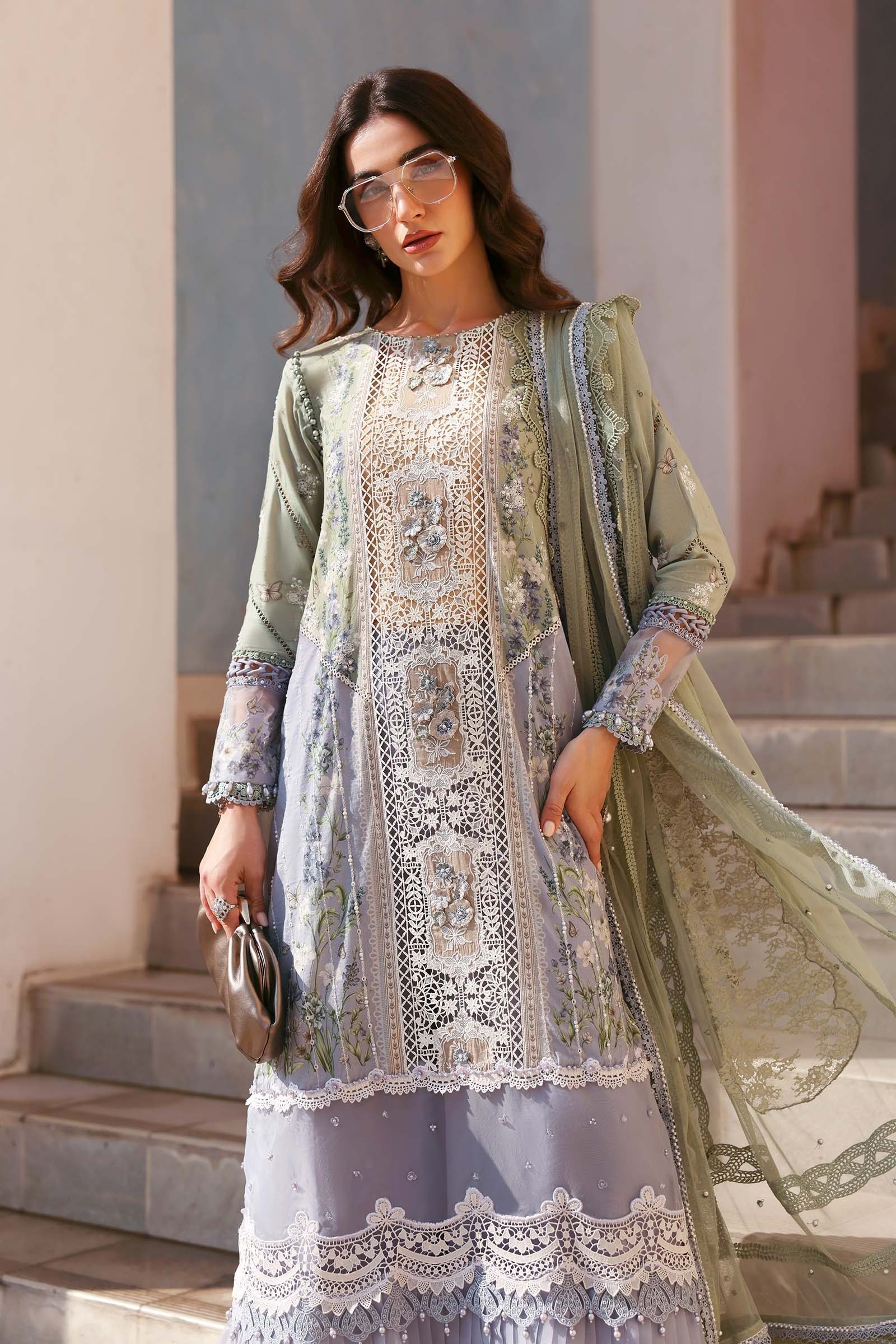 Maria B | Lawn Vol-26 6B-Unstitched "Multicolor" Formal Festive Wear | 3pc - Image 4
