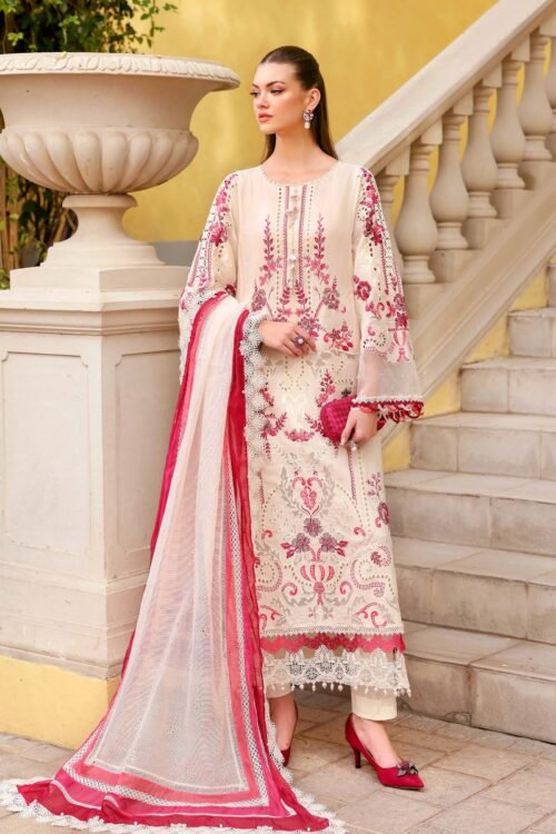 Maria B | Lawn Vol-26 9A-Unstitched "White" Formal Festive Wear | 3pc