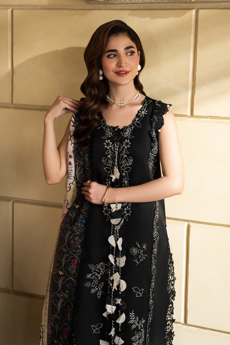 Rang Rasiya | Carnation Lawn Eid Edit'26 Leah-Unstitched "Black" Daily Casual Wear | 3pc - Image 2