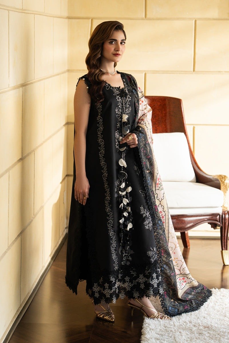 Rang Rasiya | Carnation Lawn Eid Edit'26 Leah-Unstitched "Black" Daily Casual Wear | 3pc - Image 3