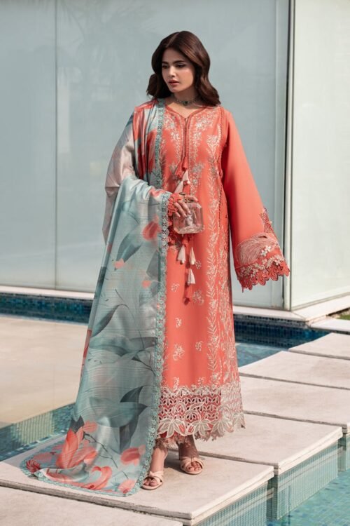 Rang Rasiya | Carnation Lawn Eid Edit'26 Leeza-Unstitched "Orange" Daily Casual Wear | 3pc