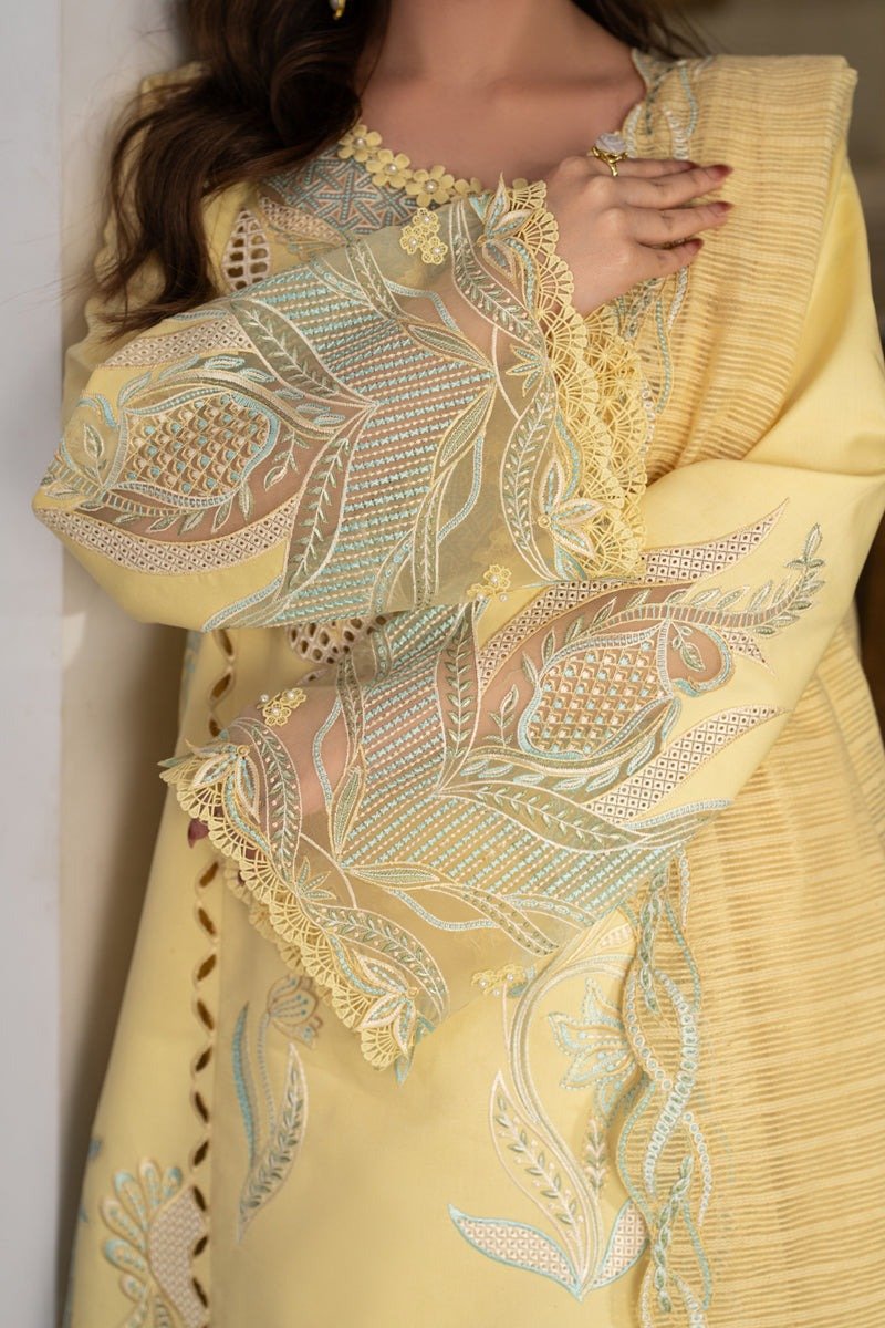 Rang Rasiya | Carnation Lawn Eid Edit'26 Nadia-Unstitched "Yellow" Daily Casual Wear | 3pc - Image 4