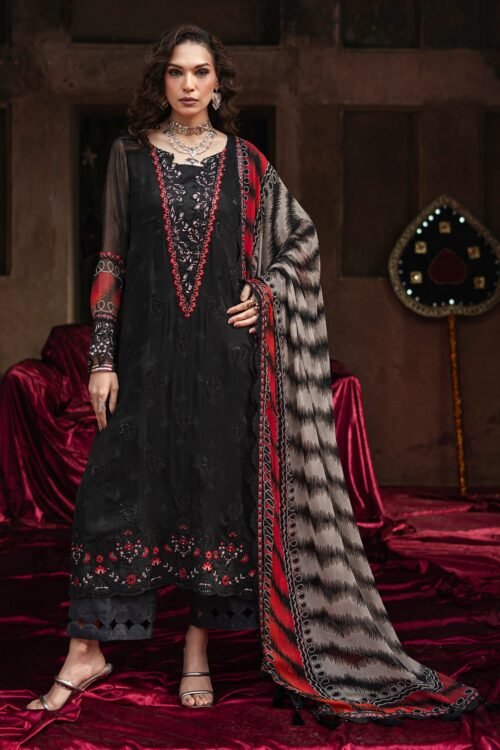 Charizma | Vasal Luxury Chiffon Unstitched Collection Vol 1 Formal Festive Wear VSL6-02 "Black" | 3pcs-M.