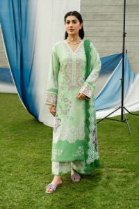 Imrozia | Serene Premium Dahlia Unstitched Lawn 26 Formal Festive Wear "Green" SL-117 | 3Pcs.
