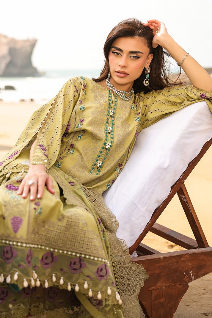 Imrozia | Serene Hania Luxury Lawn Stitched 26 Formal Festive Wear "Green" SL-102 | 3pcs.