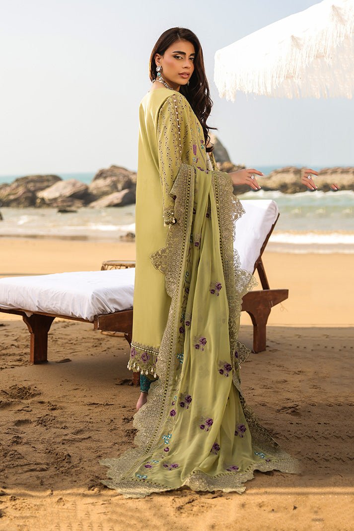 Imrozia | Serene Hania Luxury Lawn Stitched 26 Formal Festive Wear "Green" SL-102 | 3pcs. - Image 2