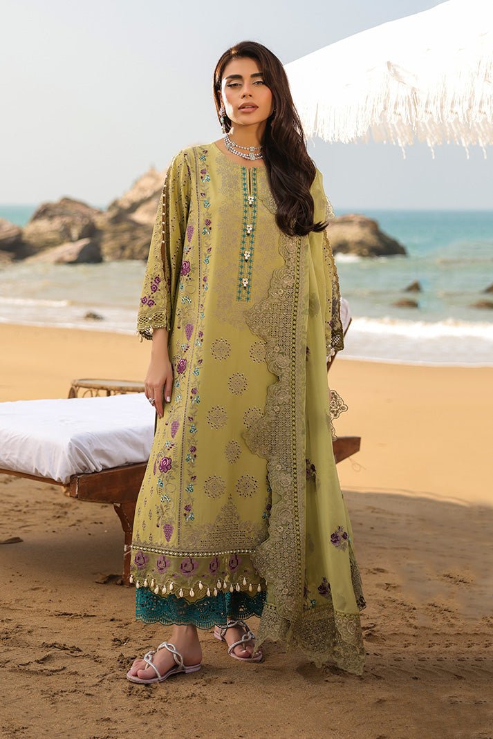 Imrozia | Serene Hania Luxury Lawn Stitched 26 Formal Festive Wear "Green" SL-102 | 3pcs. - Image 3