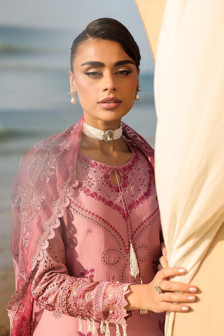 Imrozia | Serene Hania Luxury Lawn Stitched 26 Formal Festive Wear "Pink" SL-109 | 3pcs. - Image 2