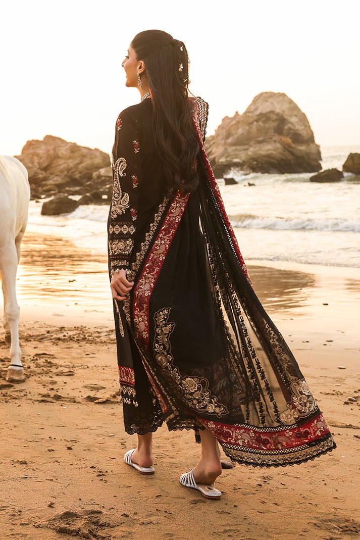 Imrozia | Serene Hania Luxury Lawn Stitched 26 Formal Festive Wear "Black" SL-114 | 3pcs. - Image 4