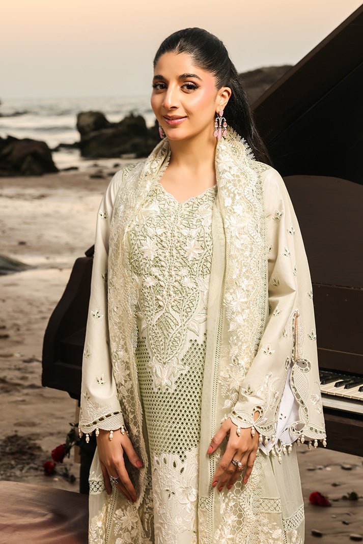 Imrozia | Serene Hania Luxury Lawn Stitched 26 Formal Festive Wear "Green" SL-115 | 3pcs. - Image 2