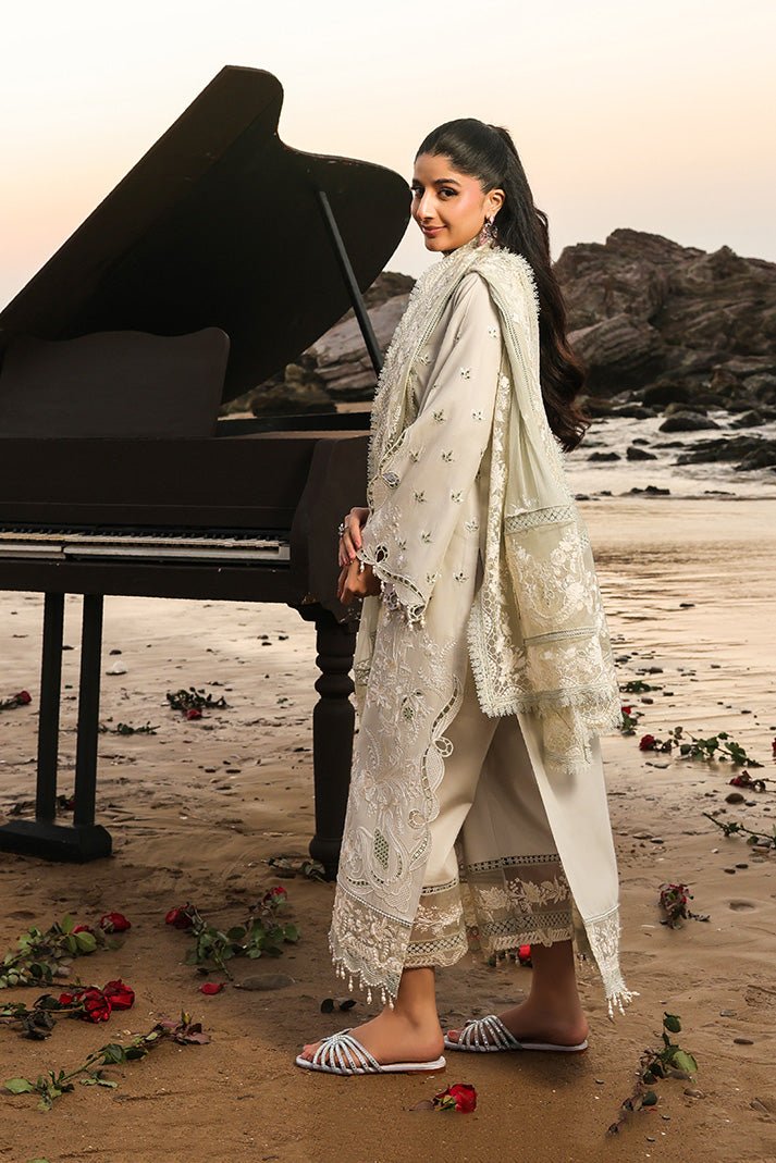Imrozia | Serene Hania Luxury Lawn Stitched 26 Formal Festive Wear "Green" SL-115 | 3pcs. - Image 3