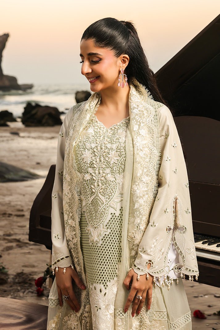 Imrozia | Serene Hania Luxury Lawn Stitched 26 Formal Festive Wear "Green" SL-115 | 3pcs. - Image 4