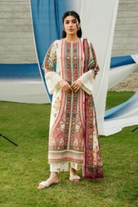 Imrozia | Serene Premium Dahlia Unstitched Lawn 26 Formal Festive Wear "White" SL-118 | 3Pcs.
