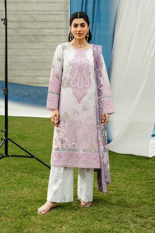 Imrozia | Serene Premium Dahlia Unstitched Lawn 26 Formal Festive Wear "Purple" SL-119 | 3Pcs.
