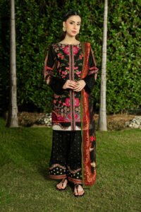Imrozia | Serene Premium Dahlia Unstitched Lawn 26 Formal Festive Wear "Black" SL-123 | 3Pcs.