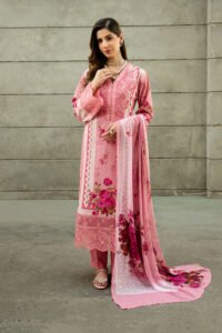 Imrozia | Serene Premium Dahlia Unstitched Lawn 26 Formal Festive Wear "Pink" SL-124 | 3Pcs.