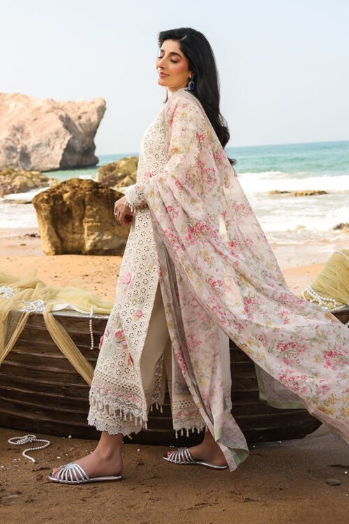 Imrozia | Serene Hania Luxury Lawn Stitched 26 Formal Festive Wear "White" SL-99 | 3pcs.