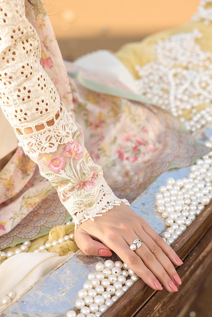 Imrozia | Serene Hania Luxury Lawn Stitched 26 Formal Festive Wear "White" SL-99 | 3pcs. - Image 2