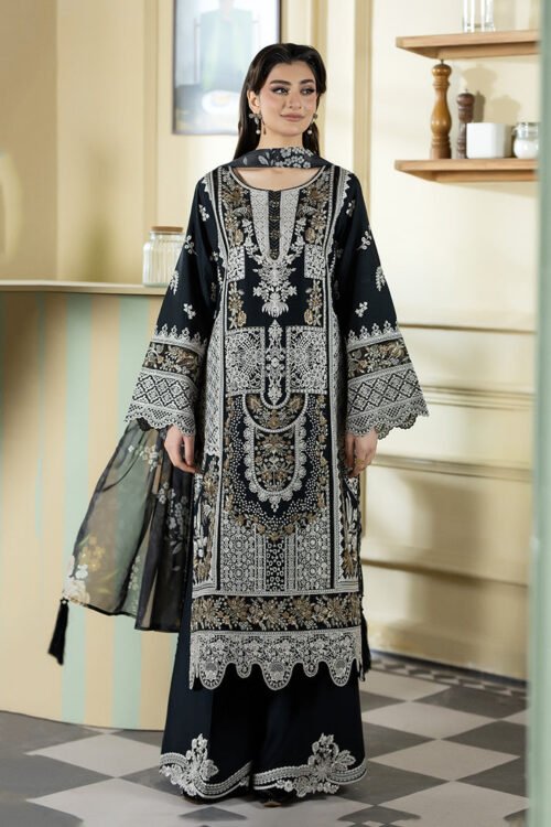 Imrozia Serene | Opaline Drape Silk'26 Pearl Whisper Stitched "Black" | ip-189-3pc