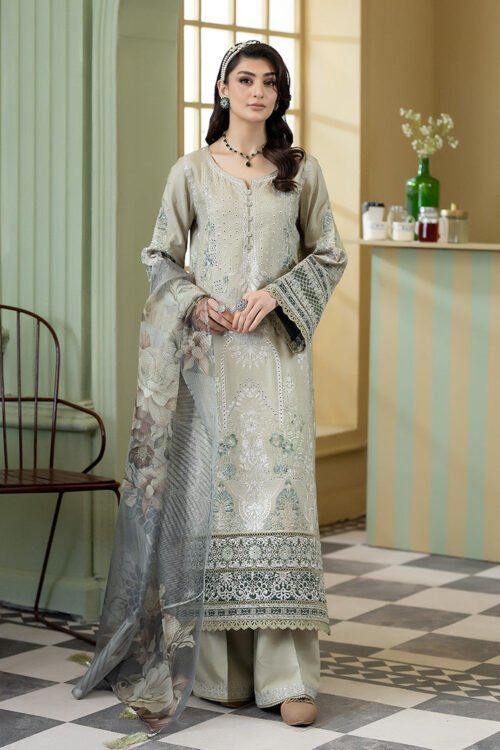 Imrozia Serene | Opaline Drape Silk'26 Silken Halo Stitched "Sage Green" | ip-190-3pc